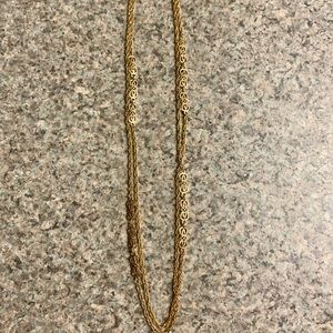 New💫 Vintage Monet Long Floral Bow Gold Necklace